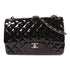CHANEL CC SHW Large Classic Chain Shoulder Bag Patent Leather Black