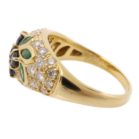 JEWELRY Sapphire Emerald Diamond Ring 18K Yellow Gold