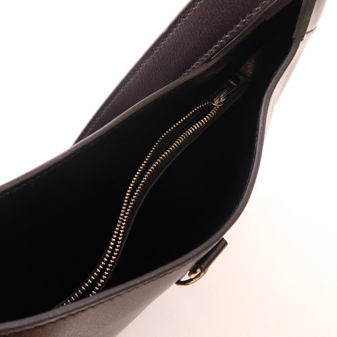 HERMES PHW Trim 24 Shoulder Bag Evergrain Leather Noir Black