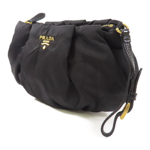PRADA GHW Wrist Pouch Clutch Bag 1N1407 Nylon Black