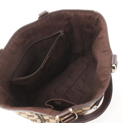 GUCCI GHW Abbey GG Tote Bag 130739 Canvas Brown