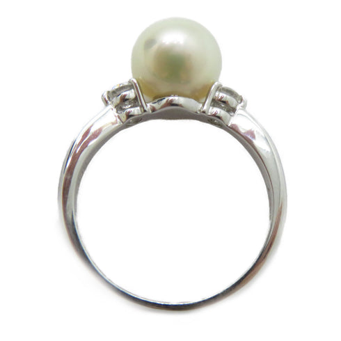 FINE JEWELRY Pearl Diamond Ring PT900 Platinum US#6.5