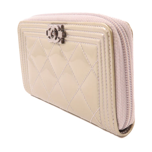 CHANEL CC SHW Wallet Patent Leather Silver