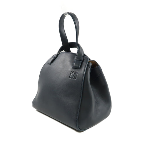 LOEWE GHW Hammock Nugget 2 Way Shoulder Handbag Calfskin Leather Navy