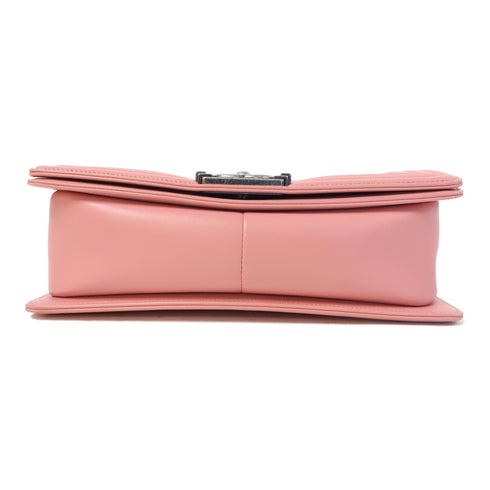CHANEL Quilted CC SHW Boy 25 Chain Shoulder Bag A67086 Leather Pink