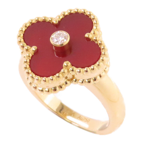 Van Cleef & Arpels Vintage Alhambra Ring#50 US#4.5 JA981772 18K YG Carnelian