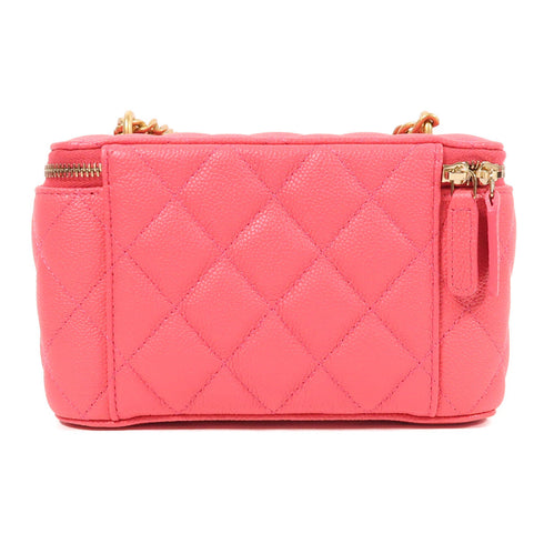 CHANEL CC GHW Vanity Case Chain Shoulder Bag AP3204 Calfskin Leather Pink
