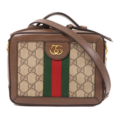 GUCCI GG GHW Ophidia GG Mini 2 Way Bag 602576 Coated Canvas/Leather Brown