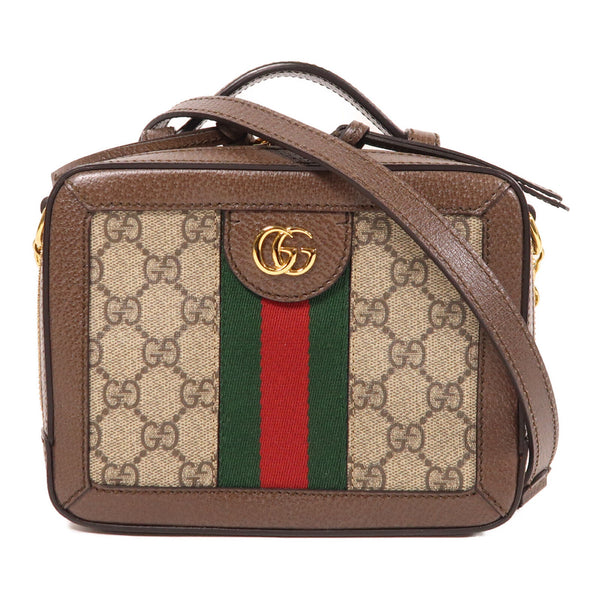 GUCCI GG GHW Ophidia GG Mini 2 Way Bag 602576 Coated Canvas/Leather Brown