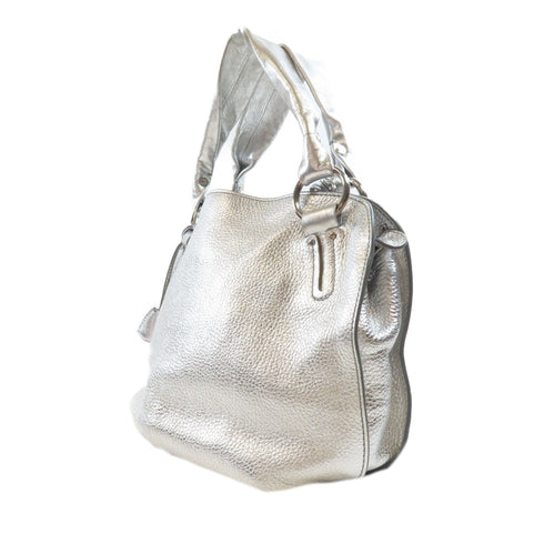 CELINE SHW Shoulder Bag Leather Silver