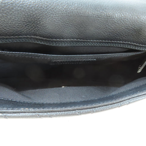 CHANEL Herringbone CC SHW Chain Shoulder Handbag Calfskin Leather Black