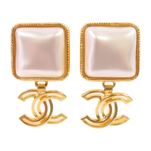 CHANEL CC GHW CC Earrings B20K Metal PVC White Gold Tone Color