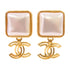 CHANEL CC GHW CC Earrings B20K Metal PVC White Gold Tone Color