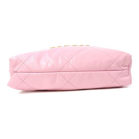CHANEL Quilted CC GHW Chanel 22 Medium Rucksack/Backpack Calfskin Leather Pink