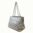 CHANEL Quilted CC Chain Shoulder Handbag Calfskin Leather Silver