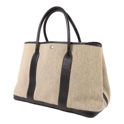 HERMES PHW Garden Party PM Hand Bag/Tote Bag Canvas Black