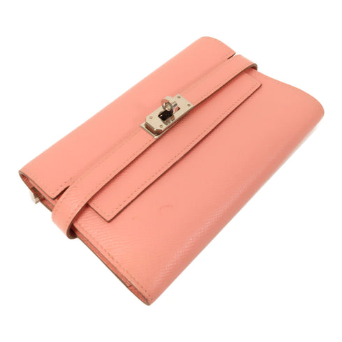 HERMES PHW Kelly Wallet Long Wallet Epsom Leather Rose Confetti