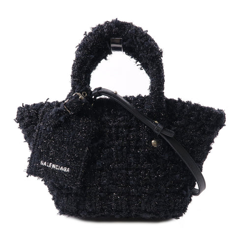 BALENCIAGA SHW Mini Bistro 2way Shoulder Bag Tweed Black