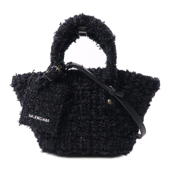 BALENCIAGA SHW Mini Bistro 2way Shoulder Bag Tweed Black