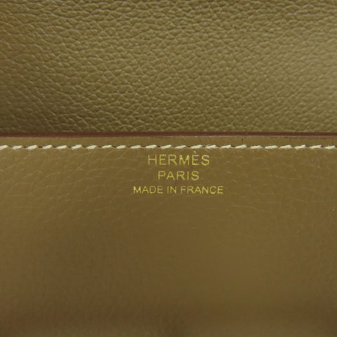 HERMES GHW Roulis Slim Wallet Evercolor Leather Stamp U 18 Etoupe Grey