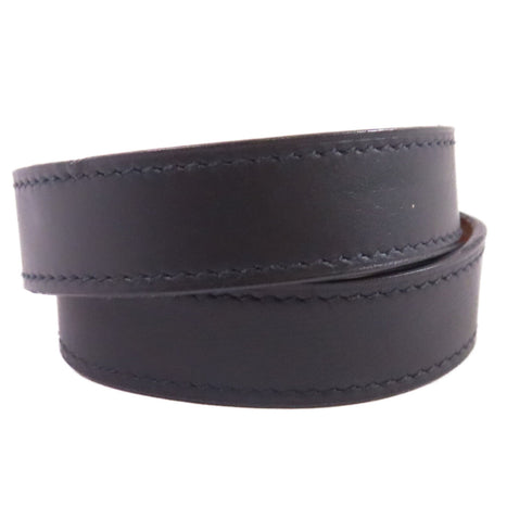 HERMES PHW Etriviere Bracelet Bangle Evercolor Leather Black