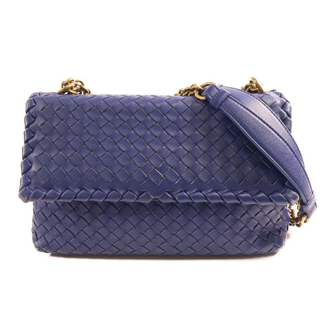 BOTTEGA VENETA BV GHW Chain Shoulder Bag Leather Blue