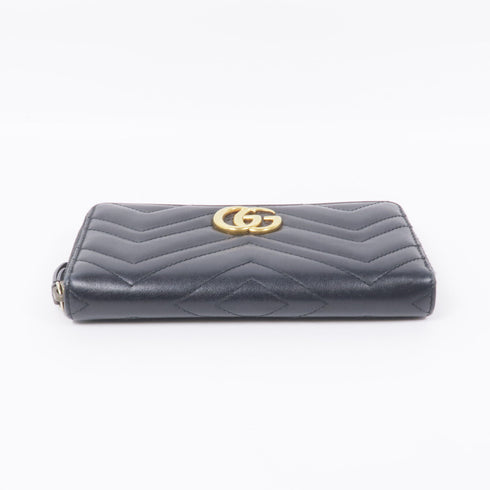 GUCCI GG Marmont GHW Zipped Long Wallet 443123 Calfskin Leather