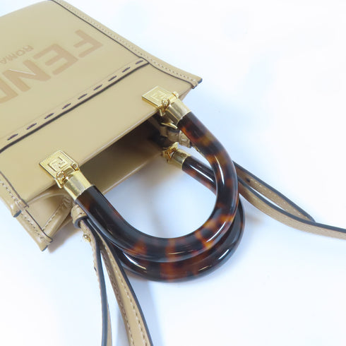 FENDI GHW Mini Sunshine 2 Way Shoulder Handbag 8BS051ABVL.2194927 Calfskin Brown