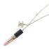 CHANEL CC Necklace Metal Crystal Gold Pink Black #60cm