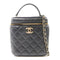 CHANEL Quilted CC GHW Vanity Chain Shoulder 2 Way Bag Lambskin Leather Black