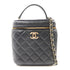 CHANEL Quilted CC GHW Vanity Chain Shoulder 2 Way Bag Lambskin Leather Black