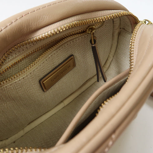 TORY BURCH GHW Kira Chevron Camera Shoulder Bag 152353 Calfskin Leather Beige