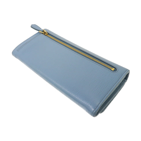 PRADA GHW Long Wallet 1MH132 Calfskin Leather Light Blue