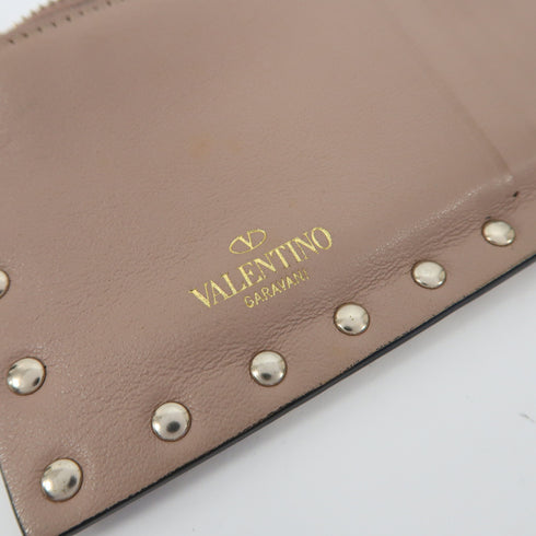 Valentino GHW Card Coin Case Calfskin Leather Pastel Pink