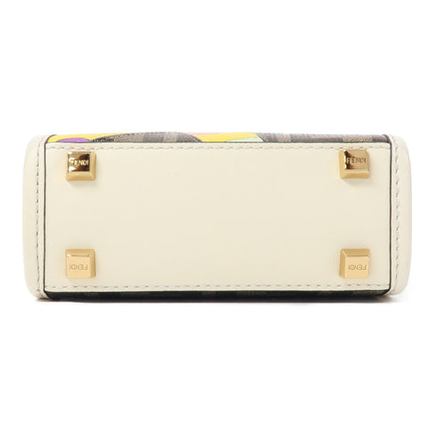 FENDI GHW Mini Sunshine 2way Shoulder Bag 8BS051 Calfskin Leather Coated Canvas