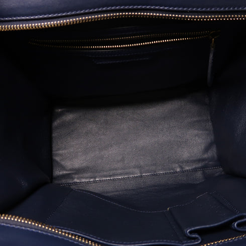 CELINE GHW Micro Luggage Hand Bag Calfskin Leather Blue/Grey/Green