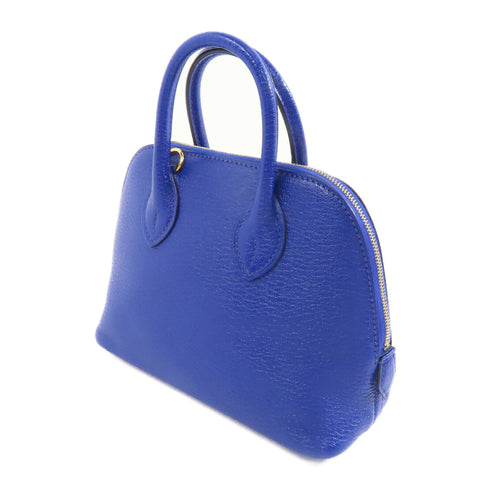 HERMES GHW Mini Bolide 2way Shoulder Bag Chevre Leather Blue
