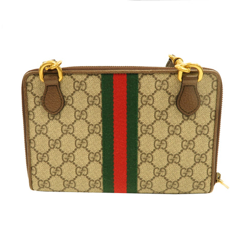 GUCCI GG GHW Ophidia Shoulder Bag 575722 Coated Canvas Brown v1