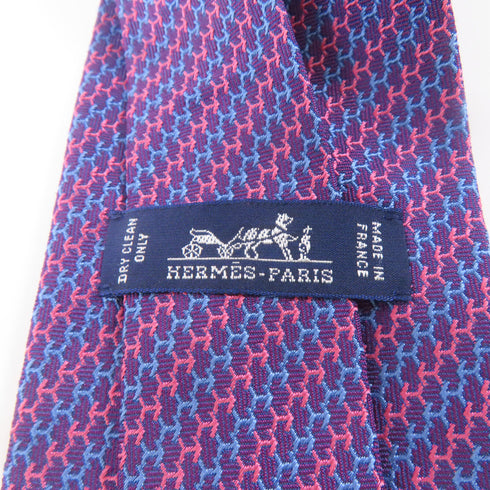 HERMES Necktie Tie Silk Purple Blue Pink