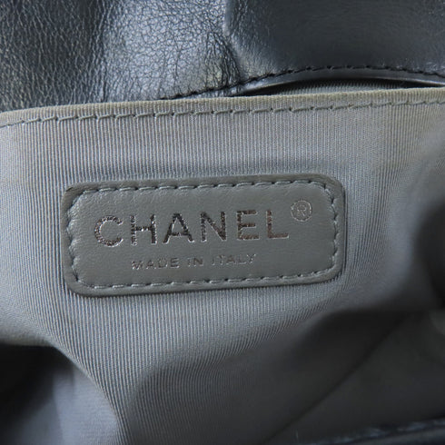 CHANEL Quilted CC SHW Chanel Boy 25CM Shoulder Handbag Calfskin Leather Black