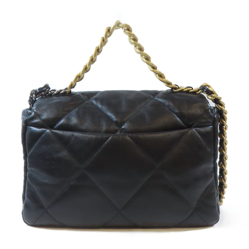CHANEL CC GHW C19 Chain Shoulder Bag Lambskin Leather Black