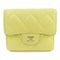 CHANEL Quilted CC GHW Wallet Calfskin Leather Yellow