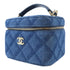 CHANEL Quilted CC GHW Vanity Case 2 Way Chain Shoulder Bag AS3171 Denim Blue