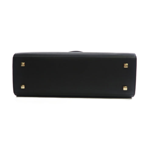 DELVAUX GHW Delvaux Tempete MM 2 Way Bag Calfskin Leather Black