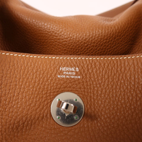HERMES GHW Lindy 30 2 Way Shoulder Bag Taurillon Clemence Leather Gold