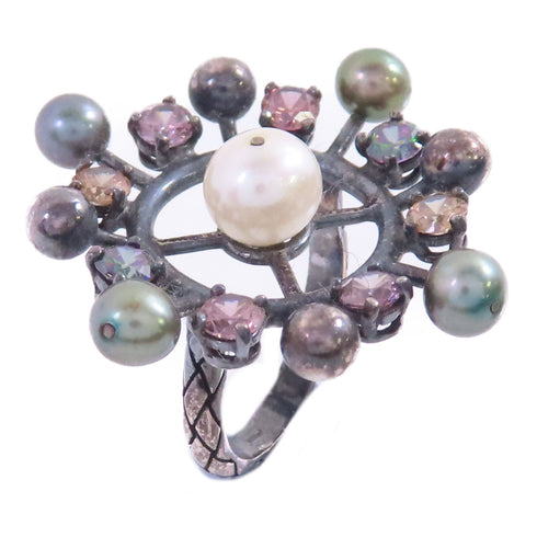 BOTTEGA VENETA BV Ring US#6.25 Ring 925 Sterling Silver Rhinestone