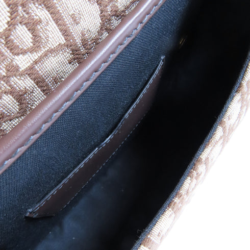Christian Dior CD GHW Lady Dior Shoulder Bag Canvas Brown