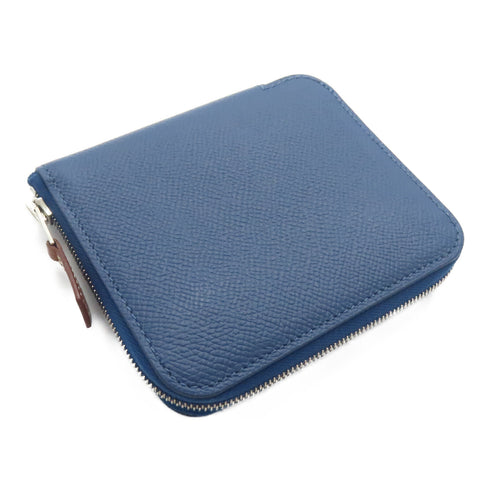 HERMES PHW Silk In Wallet Epsom Leather Navy