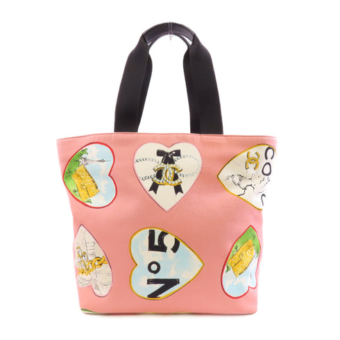 CHANEL CC SHW Tote Shoulder Bag Canvas Pink
