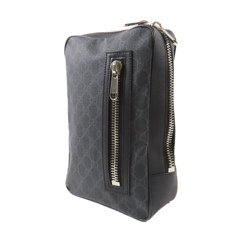 GUCCI GG SHW Black Sling Backpack Crossbody Waist Bag 478325 Coated Canvas Black